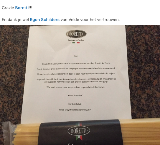 Linkedin bericht over Boretti